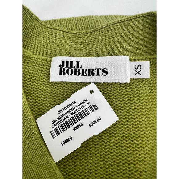 Jill Roberts 100% Cashmere Shrunken V-Neck Cardigan in Matcha - Picture 9 of 11
